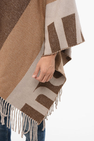 Alpaca Blend Poncho with Logoed Detail