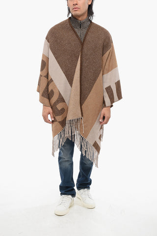 Alpaca Blend Poncho with Logoed Detail