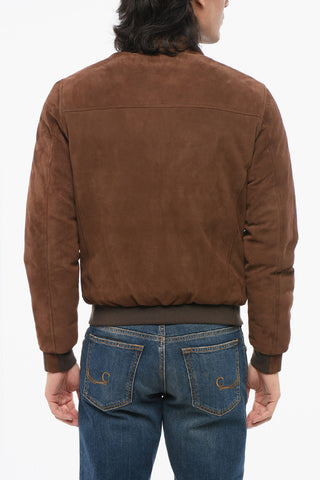 Bomber in Suede ALMERICO con Imbottitura in Piuma
