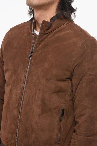 Bomber in Suede ALMERICO con Imbottitura in Piuma
