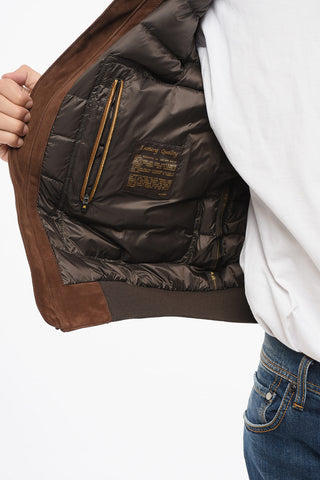 Bomber in Suede ALMERICO con Imbottitura in Piuma