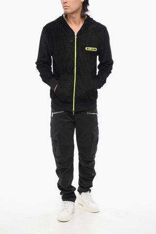 Felpa in Velour con Monogram All-Over e Dettagli Fluo