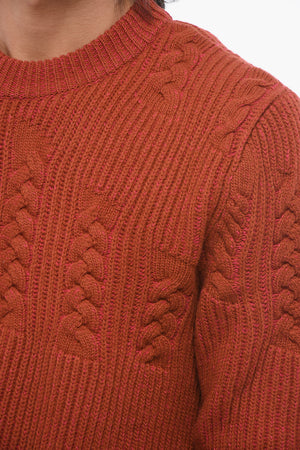 Virgin Wool Cable-Knit Crewneck Sweater