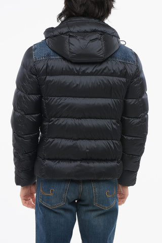 Hooded TEVE Down Jacket with Denim Details