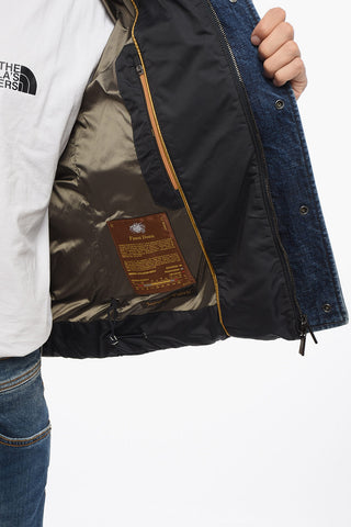 Hooded TEVE Down Jacket with Denim Details