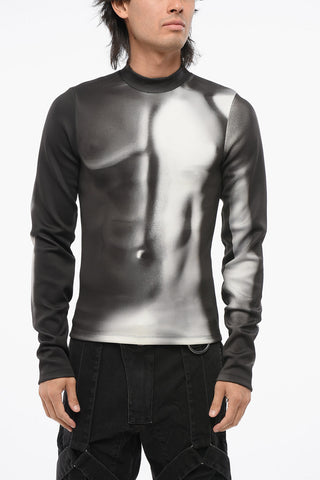 Maglia Aderente in Tessuto Tecnico con Stampa del Corpo