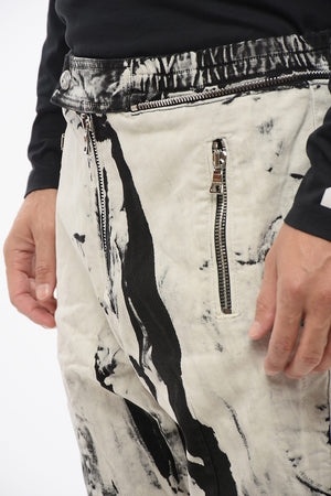 애시드 워시 바이커 진 발목 지퍼 16cm