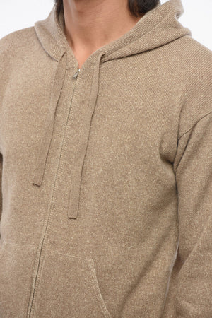 Full-Zip-Pullover aus Kaschmir-Mix mit Kapuze