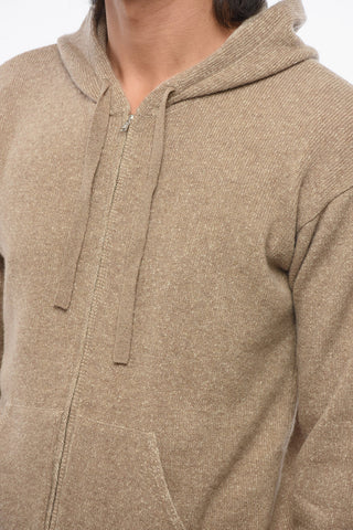 Full-Zip-Pullover aus Kaschmir-Mix mit Kapuze