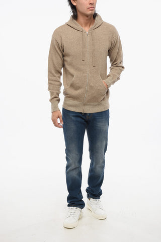 Full-Zip-Pullover aus Kaschmir-Mix mit Kapuze