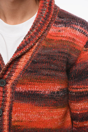 Cardigan in Misto Alpaca Rasata con Motivo Bayadere