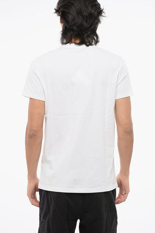 Solid Color Crew-neck T-Shirt with Golden Logo