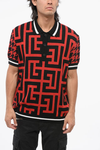 Short-Sleeve Knit with Polo Collar and All-Over Monogram