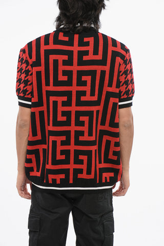 Short-Sleeve Knit with Polo Collar and All-Over Monogram