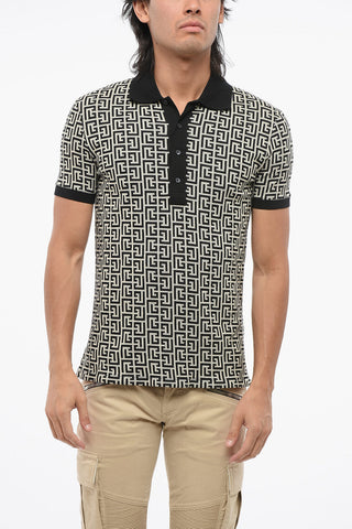 Cotton Jersey Polo Shirt with All-Over Monogram