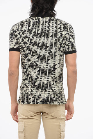 Cotton Jersey Polo Shirt with All-Over Monogram