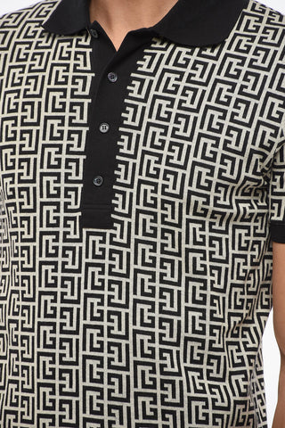 Cotton Jersey Polo Shirt with All-Over Monogram