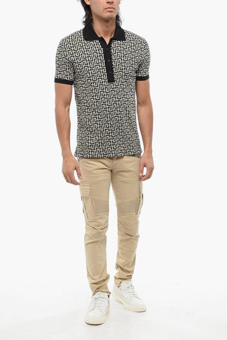 Cotton Jersey Polo Shirt with All-Over Monogram