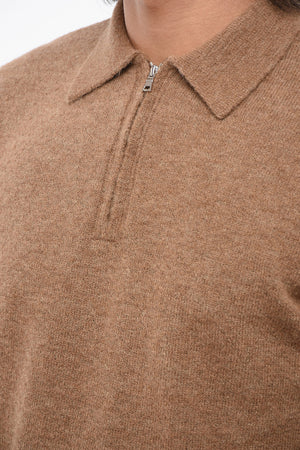 Pullover aus Alpaka-Mix mit Polokragen und halbem Reißverschluss