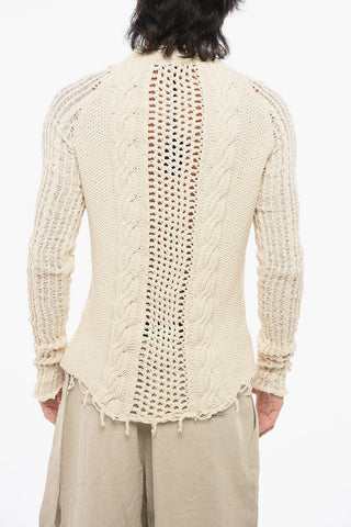 Rundhals-Pullover mit Zopfmuster und Lochstrick im Vintage-Look