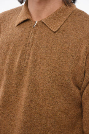 Pullover mit Polokragen und Halbreißverschluss aus Alpaka-Mix