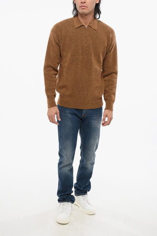 Pullover mit Polokragen und Halbreißverschluss aus Alpaka-Mix