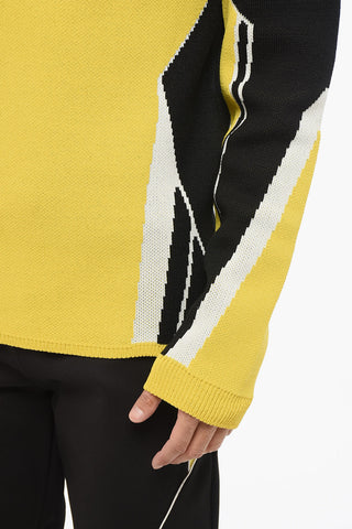 Maglia Color Block in Misto Lana con Mezza Zip