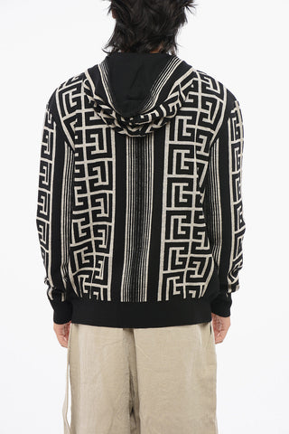Maglia in Misto Lana con Cappuccio e Monogram All-Over