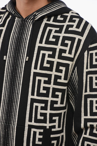 Maglia in Misto Lana con Cappuccio e Monogram All-Over
