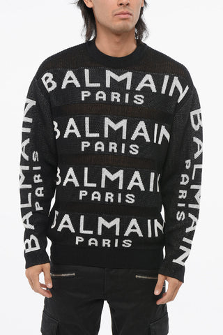Crew-neck Sweater with All-Over Logo