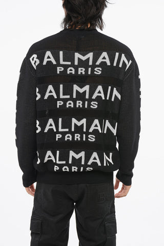 Crew-neck Sweater with All-Over Logo