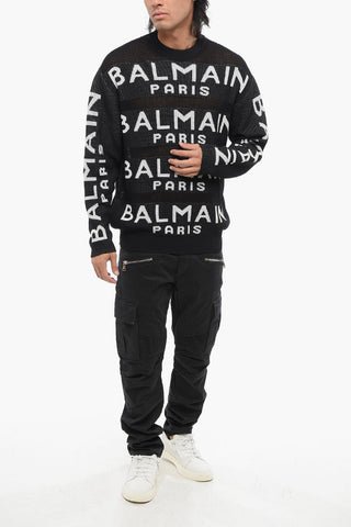 Crew-neck Sweater with All-Over Logo