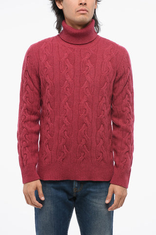 Maglia a Collo Alto in Lana Vergine Cable Knit
