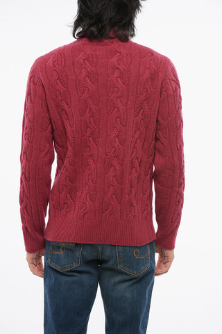 Maglia a Collo Alto in Lana Vergine Cable Knit