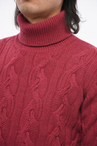 Maglia a Collo Alto in Lana Vergine Cable Knit