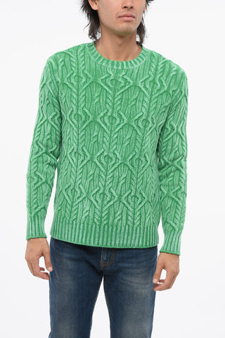 Virgin Wool Cable-Knit Crewneck Sweater