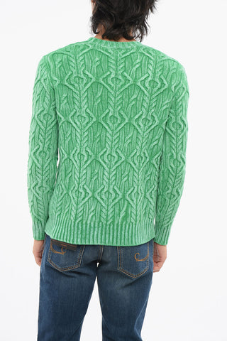Virgin Wool Cable-Knit Crewneck Sweater