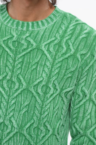 Virgin Wool Cable-Knit Crewneck Sweater