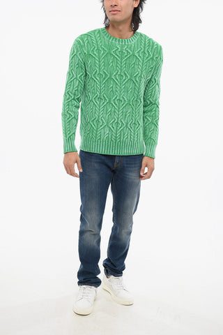 Virgin Wool Cable-Knit Crewneck Sweater
