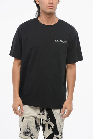 Solid Color Crew-neck T-Shirt with Reflective Logo