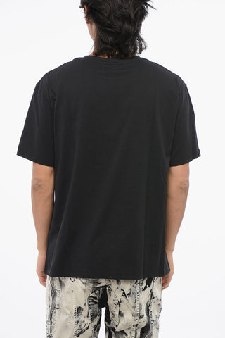 Solid Color Crew-neck T-Shirt with Reflective Logo