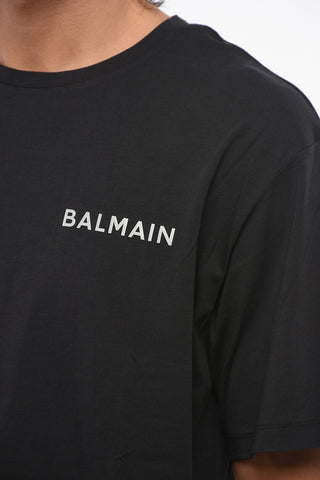 Solid Color Crew-neck T-Shirt with Reflective Logo