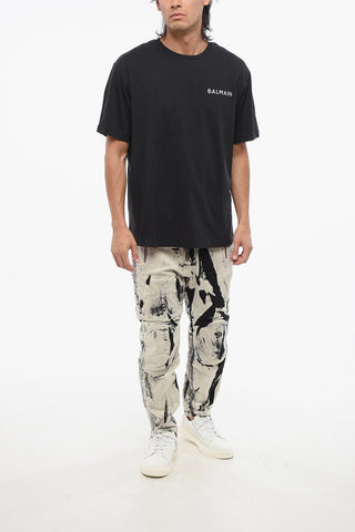 Solid Color Crew-neck T-Shirt with Reflective Logo