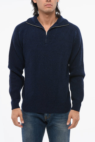 Cashmere Blend Mock Neck Sweater with Half Zip