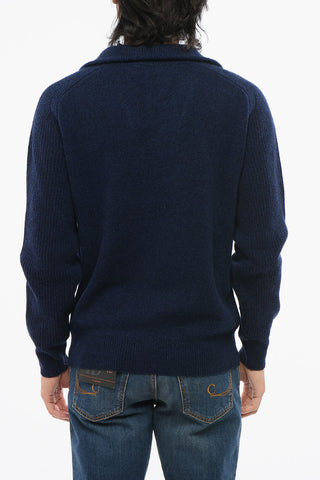 Cashmere Blend Mock Neck Sweater with Half Zip