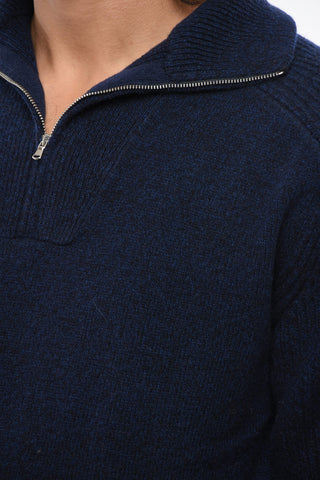 Cashmere Blend Mock Neck Sweater with Half Zip