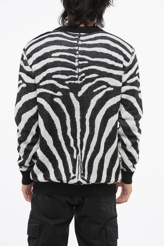 Crewneck Animal-Print Sweater with Silver Buttons