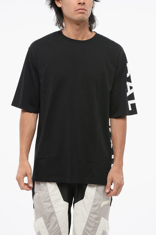 Solid Color Crew-neck T-Shirt with Printed Logo