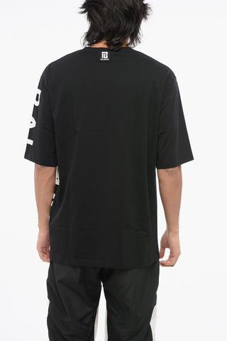 Solid Color Crew-neck T-Shirt with Printed Logo
