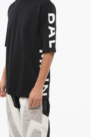 Solid Color Crew-neck T-Shirt with Printed Logo